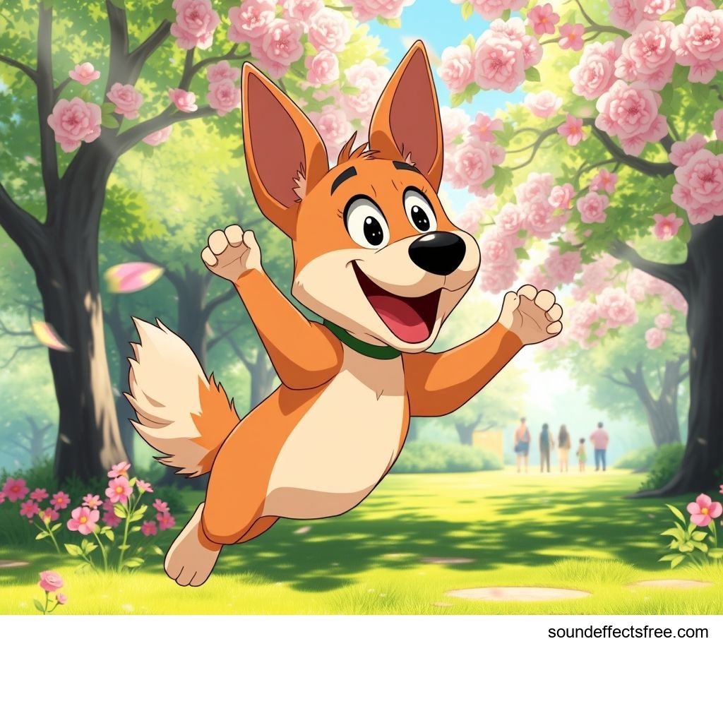 Energetic Anime Dog Barks